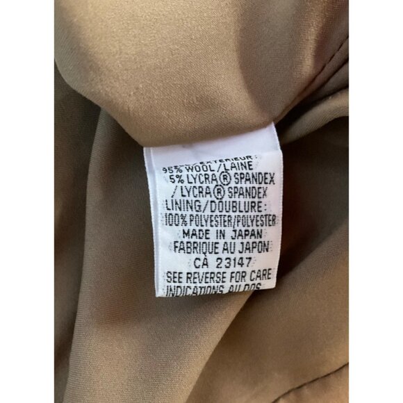 VTG Talbots Medium P Suit Set jacket and pants Wide Leg Wool Stretch Tan Beige - Picture 13 of 16